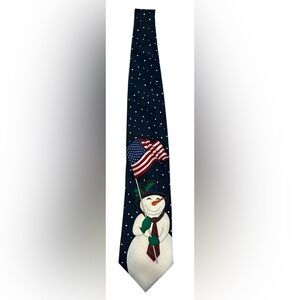 Patrioric snowman Christmas winter neck tie snowman with American flag tie